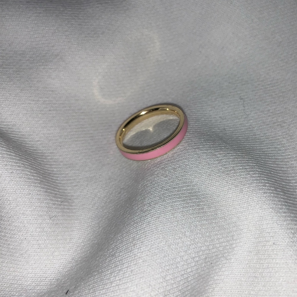 Gold pink enamel ring!